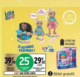 Intermarché Bébé Grandit Baby Alive offre