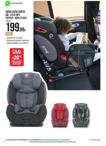 Orchestra Siège Auto Isofix Gr. 1-2-3 Sps Pepper - Noir Et Gris offre