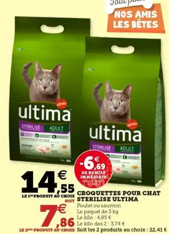 Hyper U CROQUETTES POUR CHAT STERILISE ULTIMA offre