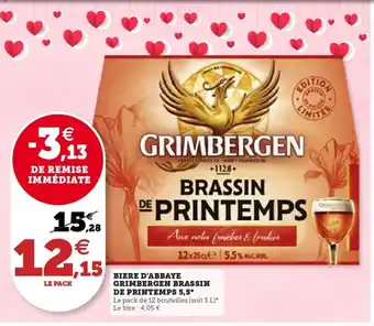Hyper U BIERE D'ABBAYE GRIMBERGEN BRASSIN DE PRINTEMPS 5,5° offre