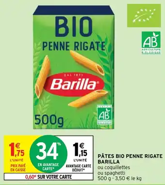 Intermarché PÂTES BIO PENNE RIGATE BARILLA offre