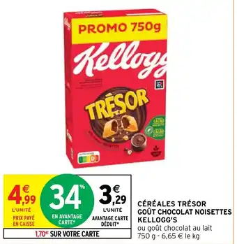 Intermarché CÉRÉALES TRÉSOR GOÛT CHOCOLAT NOISETTES KELLOGG'S offre