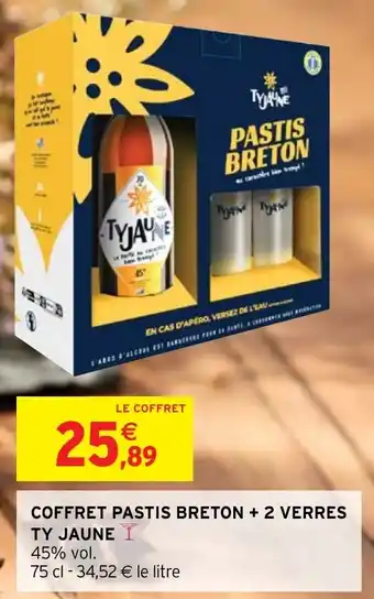 Intermarché Hyper COFFRET PASTIS BRETON + 2 VERRES TY JAUNE offre