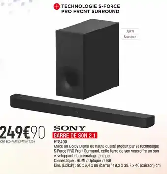 Extra SONY BARRE DE SON 2.1 offre