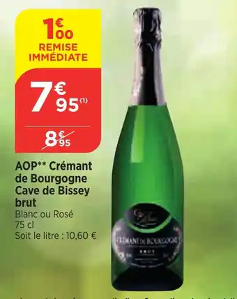 Bi1 AOP** Crémant de Bourgogne Cave de Bissey brut offre