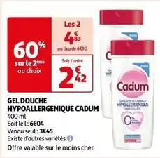 Auchan Cadum - gel douche hypoallergenique offre