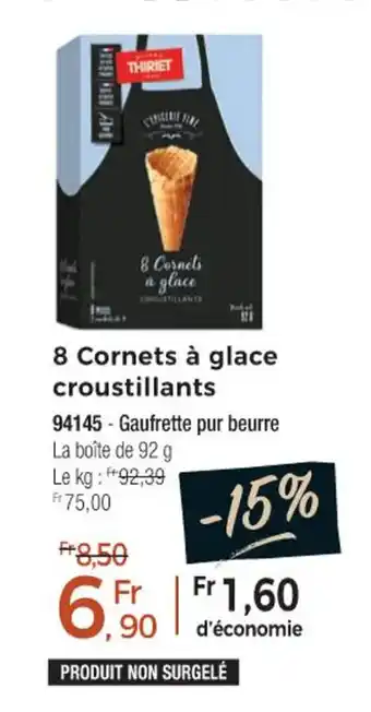 Thiriet 8 Cornets à glace croustillants offre