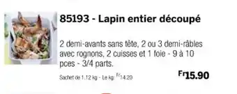 Thiriet 85193 - Lapin entier découpé offre