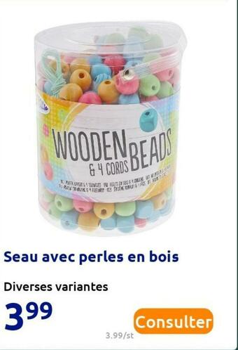 Seau avec perles en bois