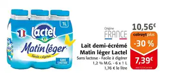 Colruyt Lactel Lait demi-écrémé Matin léger offre