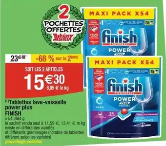 Cora x Carrefour Finish - tablettes lave-vaisselle power plus offre