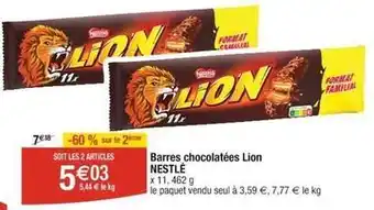 Cora x Carrefour Nestlé - barres chocolatées lion offre