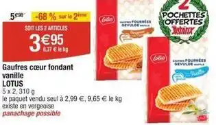 Cora x Carrefour Lotus - gaufres cœur fondant vanille offre