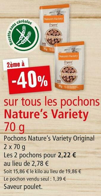 Maxi Zoo Nature‘s variety bon plan sur tous les pochons de la marque nature‘s variety offre