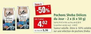 Maxi Zoo Sheba pochons délices du jour offre