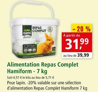 Maxi Zoo Hamiform alimentation repas complet offre