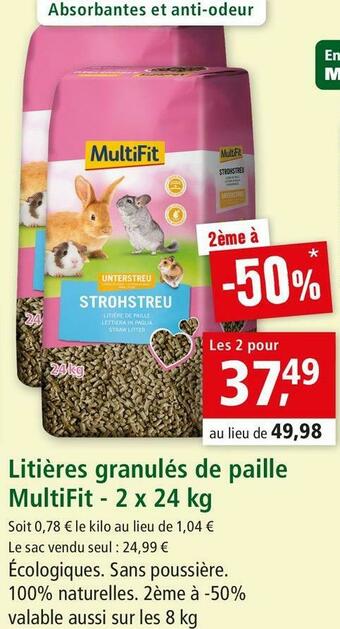 Maxi Zoo Multifit litières granulés de paille offre