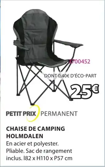 JYSK CHAISE DE CAMPING HOLMDALEN offre