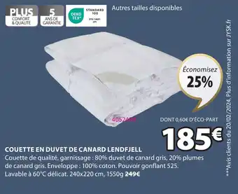 JYSK COUETTE EN DUVET DE CANARD LENDFJELL offre