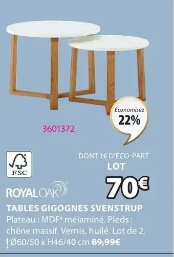 JYSK TABLES GIGOGNES SVENSTRUP offre