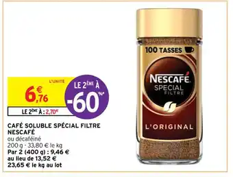 Intermarché Contact CAFÉ SOLUBLE SPÉCIAL FILTRE NESCAFÉ offre