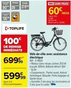 MAC Cosmetics Toplife - vélo de ville avec assistance électrique offre