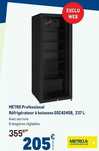 METRO Metro - professional réfrigérateur à boissons gsc4240b, 237 l offre