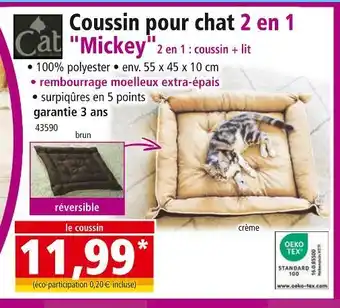 Norma Cat Coussin pour chat 2 en 1 Mickey offre