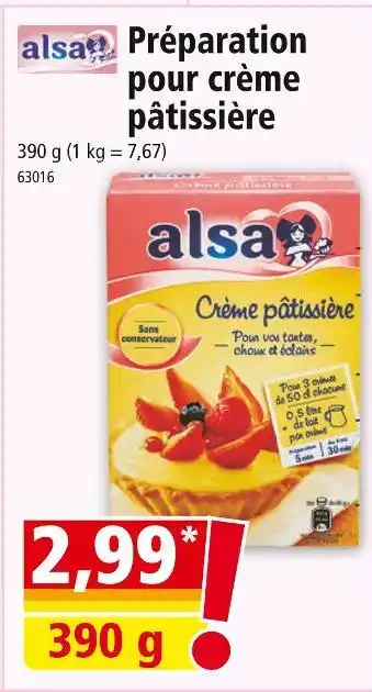Norma Alsa Préparation pour crème pâtissière offre