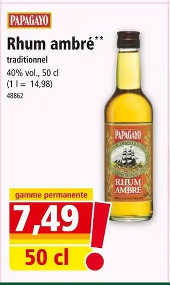 Norma PAPAGAYO Rhum ambré offre
