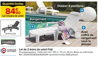 Castorama Grosfillex Lot de 2 bains de soleil Fidji offre