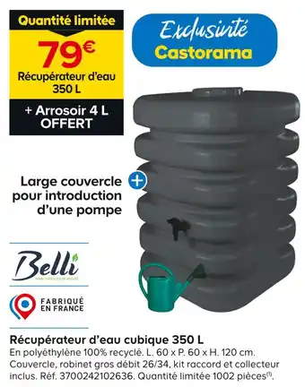 Belli Récupérateur d’eau cubique 350 L