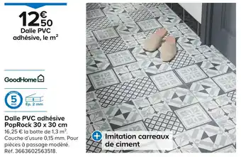 GoodHome Dalle PVC adhésive PopRock 30 x 30 cm