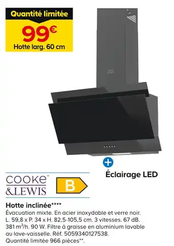 Castorama Cooke & LEWIS Hotte inclinée offre