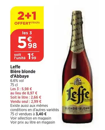 Bi1 Leffe Bière blonde d'Abbaye offre