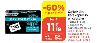 Bi1 Carte Noire Café espresso en capsules offre