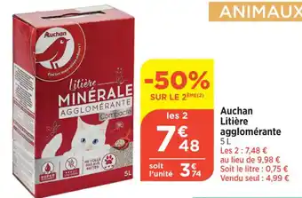 Bi1 Auchan Litière agglomérante 5L offre