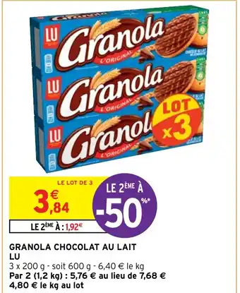 Intermarché Hyper GRANOLA CHOCOLAT AU LAIT offre