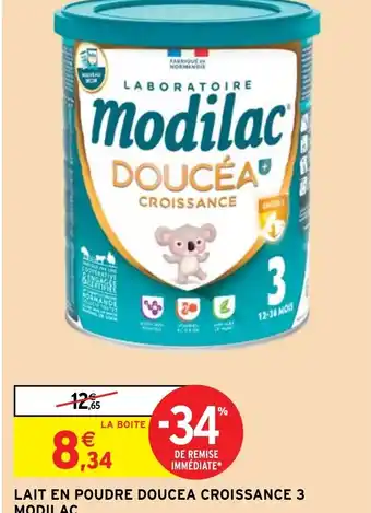 Intermarché Hyper LAIT EN POUDRE DOUCEA CROISSANCE 3 MODILAC offre