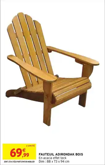 Intermarché Hyper FAUTEUIL ADIRONDAK BOIS offre