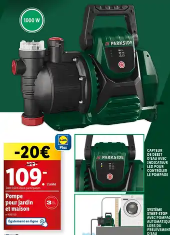 Lidl Pompe pour jardin et maison offre