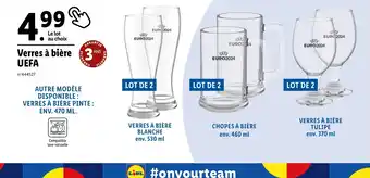 Lidl Verres à bière 3 UEFA offre