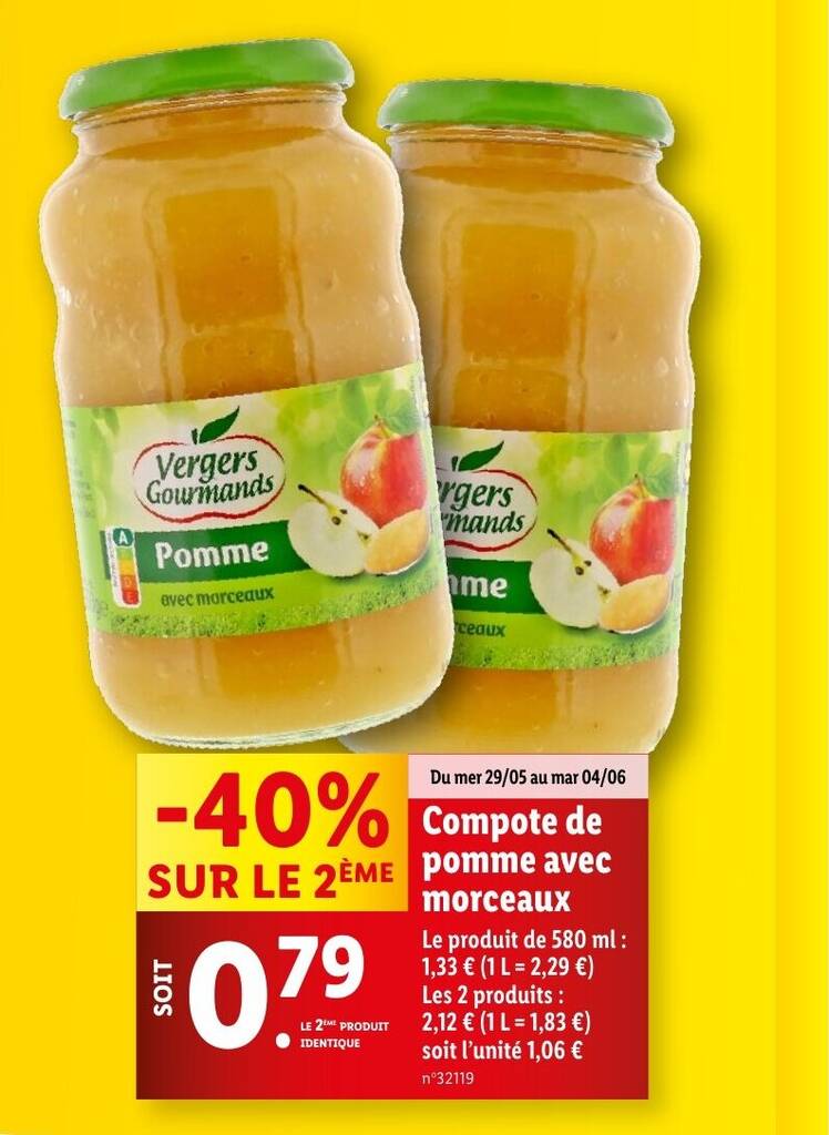 Promo Compote de pomme avec morceaux chez Lidl