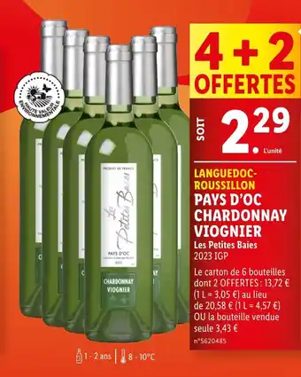 Lidl PAYS D'OC CHARDONNAY VIOGNIER offre
