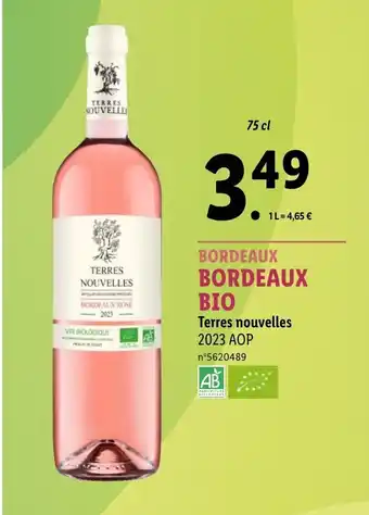 Lidl BORDEAUX BIO Terres nouvelles offre