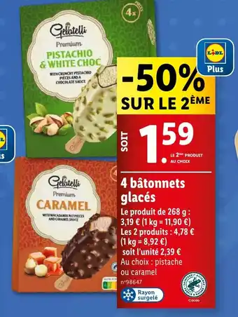 Lidl 4 bâtonnets glacés offre