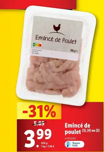 Lidl Emincé de Poulet offre