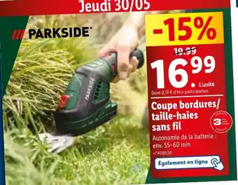 Lidl Coupe bordures/ taille-haies sans fil offre