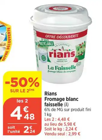 Maximarché Rians Fromage blanc faisselle (A) offre