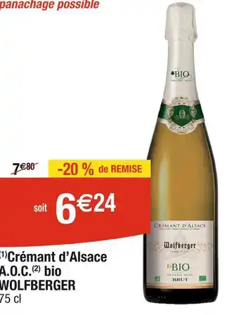 Cora x Carrefour WOLFBERGER Crémant d’Alsace A.O.C. bio offre